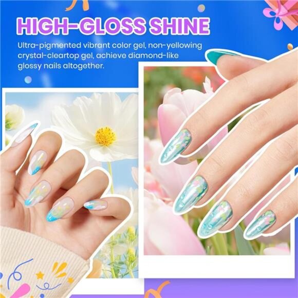 Summer Gel Polish Kit, 36 colors Neon Gel Polish Blue Green Glitter - Picture 5 of 7